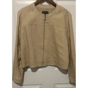 The Limited Linen Blend Beige Tan Full‎ Zip Jacket Size 12 Coat Winter